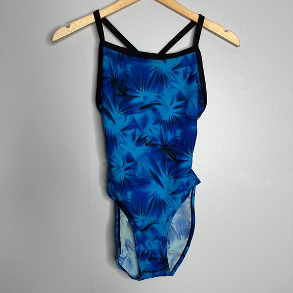 Unbranded Other - Unbranded One Piece Swimsuit Girls Size 10 Blue Abstract Athletic Good Condition
